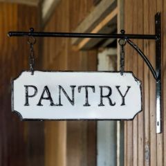 Enameled Pantry Sign With Bracket