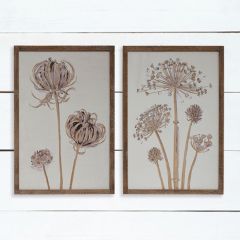 Engraved Wood Floral Wall Decor Set of 2