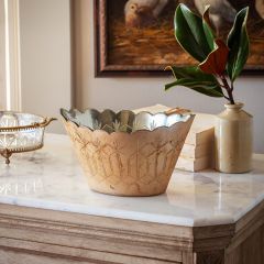 Etched Glass Scalloped Display Bowl