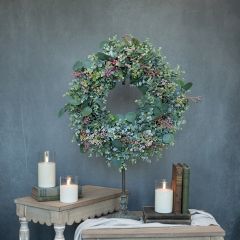 Eucalyptus and Pink Berry Wreath