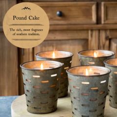 Metal Olive Bucket Candle Pound Cake Scent