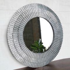 Corrugated Metal Round Wall Mirror