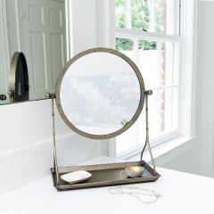 Metal Framed Mirror On Stand With Tray