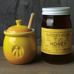 Stoneware Honey Pot With Wood Dipper
