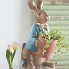 Rabbit Statue With Flower Pot Planter