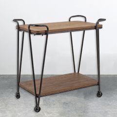 Wood and Iron Rolling Cart Table