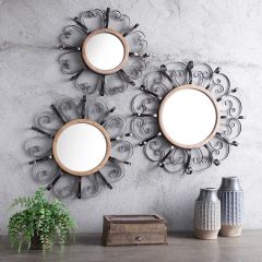 Scroll Frame Wall Mirror Collection Set of 3