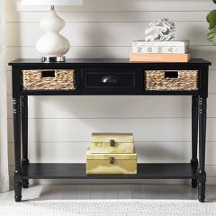 Console Table With Wicker Baskets
