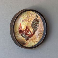 Round Framed Rooster Print