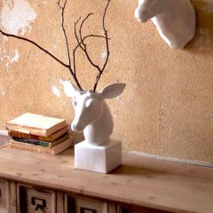 Table Top Ceramic Deer Head with Antler Holes