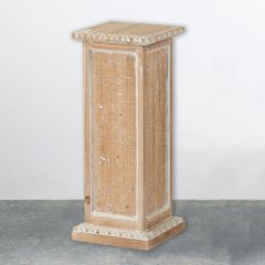 Whitewashed Pedestal Plant Stand