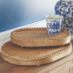 Oblong Harvest Tray With Beaded Rim Set of 2