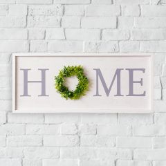 Home Sign With Wreath Accent