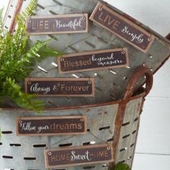 Assorted Rustic Message Ornaments Set of 6