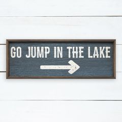 Blue Go Jump In The Lake Framed Sign