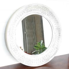 Embossed Metal Round Wall Mirror