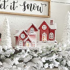Snowy Festive Lighted House Set of 2