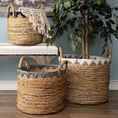 Banana Leaf and Cotton Baskets Set of 3