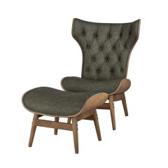 Fabric Upholstered Saddle Shape Ottoman