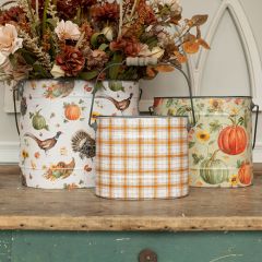 Fall Charms Patterned Buckets Set of 3