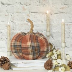 Fall Plaid Fabric Pumpkin 10 Inch