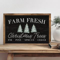 Farm Fresh Christmas Trees Black Wall Art