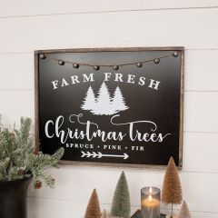 Farm Fresh Christmas Trees Framed Black Wood Sign