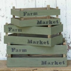 Farm Market Wood Slat Box Set of 3