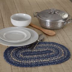 Farmhouse Blues Braided Oval Jute Placemat Set of 4