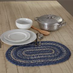 Farmhouse Blues Oval Braided Jute Placemat Set of 4