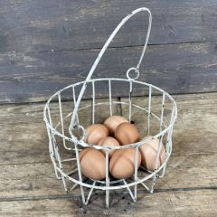 Farmhouse Chic Whitewash Egg Basket