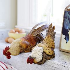 Farmhouse Hen and Rooster Shelf Sitters Set of 2