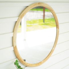Farmhouse Natural Wood Round Mirror