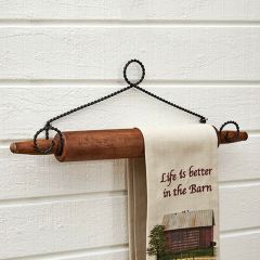 Farmhouse Rolling Pin Dish Towel Holder