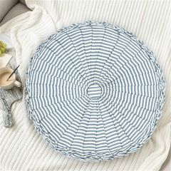 Farmhouse Ticking Stripe Pleated Decorative Pillow Blue