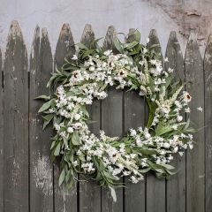 Faux Daisy and Heather Mixed Wreath