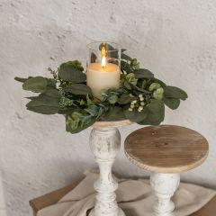 Faux Eucalyptus Leaf and Berries Candle Wreath
