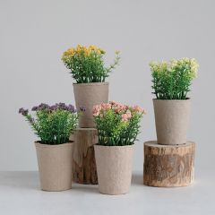 Faux Flowers in Paper Pots Set of 4