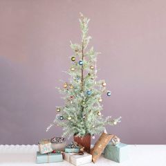 Faux Fraser Pine Tree In Wood Pot