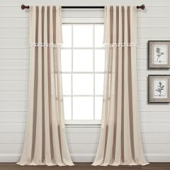 Faux Linen Tasseled Curtain Panel Set of 2