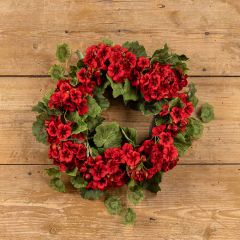 Faux Red Geranium Candle Wreath