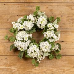 Faux White Geranium Candle Wreath