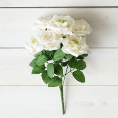 Faux White Rose Bunch Set of 4