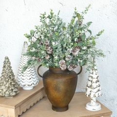 Faux Winter Greenery Pick With Pinecone