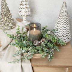 Faux Winter Greenery With Pinecone Mini Wreath