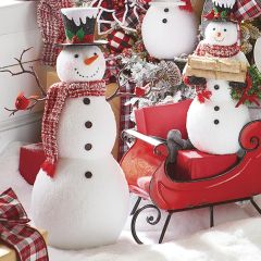 Snowman Figure With Cardinal Accents