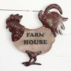 Wood and Metal Rooster Wall Decor