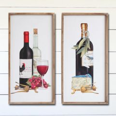 Wood Framed Wine Wall Art Set of 2