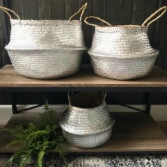 Painted Glam Seagrass Baskets Set of 3