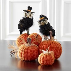 Feathered Owl With Sequined Hat Set of 2